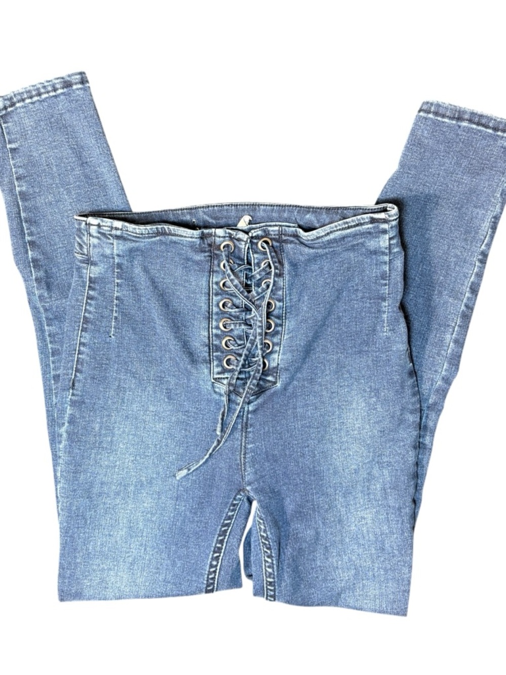 Free People FP Lace Up Front Jeans Women’s 26 High Rise Skinny Denim Y2K